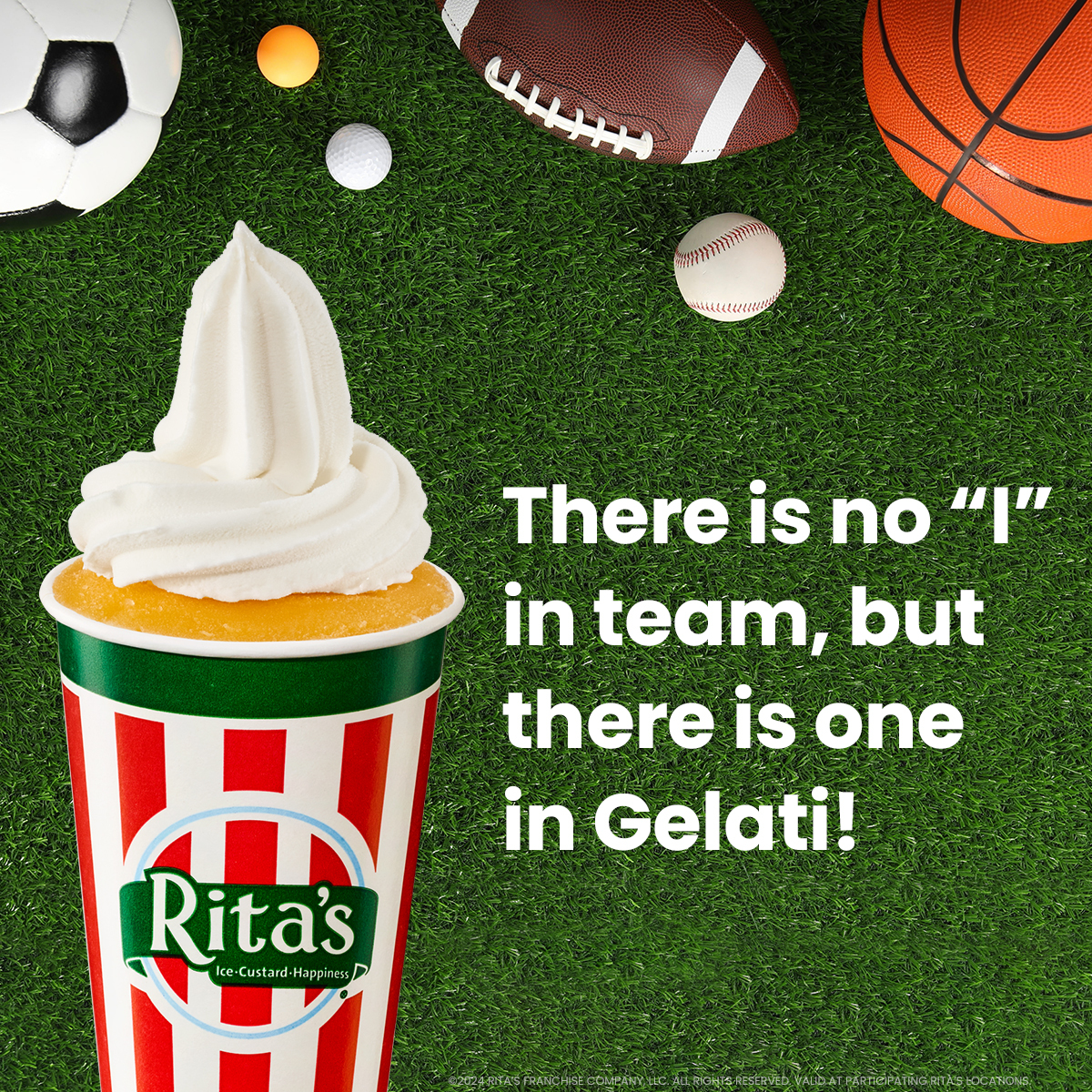Ritasburtvl's tweet image. No 'I' in team, but there's one in gelati! 🍧 Swing by today and enjoy a treat! #Ritas #SweetTeam