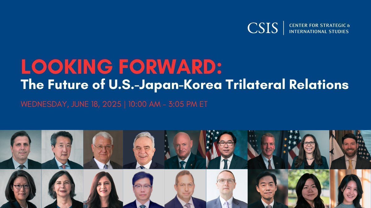 CSIS Korea Chair (@csiskoreachair) on Twitter photo DON'T MISS: <a href="/CSISKoreaChair/">CSIS Korea Chair</a> will host a high-level conference marking 60 years of Korea-Japan ties—featuring Kurt Campbell, Sen. @captmarkkelly, Sen. @andykimnj, Sen. <a href="/SenDanSullivan/">Sen. Dan Sullivan</a> & more.
📅 June 18 10:00 AM–3:05 PM EDT | In-person & online
🔗 Register: DON'T MISS: <a href="/CSISKoreaChair/">CSIS Korea Chair</a> will host a high-level conference marking 60 years of Korea-Japan ties—featuring Kurt Campbell, Sen. @captmarkkelly, Sen. @andykimnj, Sen. <a href="/SenDanSullivan/">Sen. Dan Sullivan</a> & more.
📅 June 18 10:00 AM–3:05 PM EDT | In-person & online
🔗 Register: