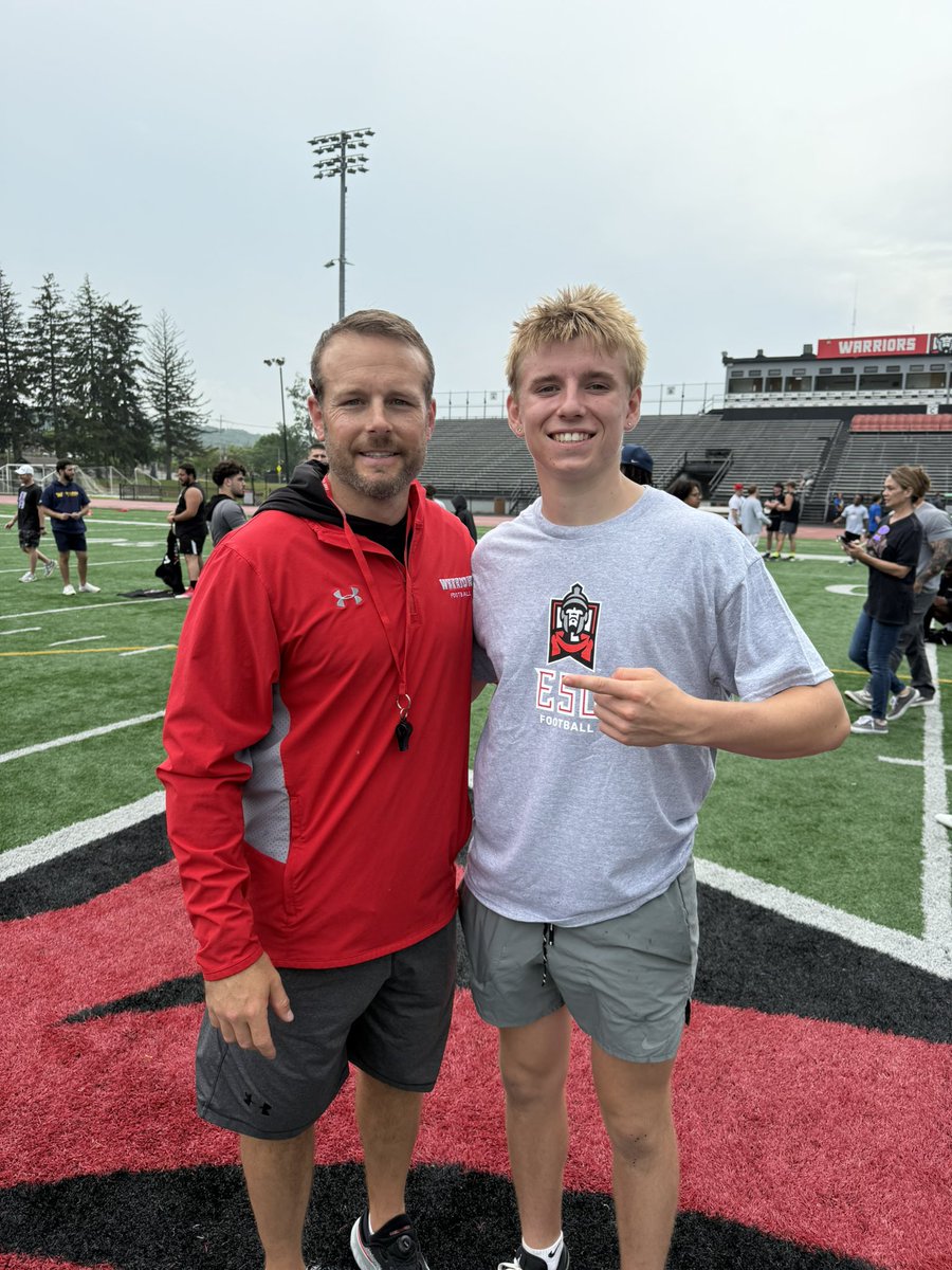 Thank you <a href="/coachlackey/">Mike Lackey</a> and <a href="/Jimterwilliger/">Jimmy Terwilliger</a> for having me out this morning for the East Stroudsburg prospect camp I had a great time and learned a lot about the recruiting process!