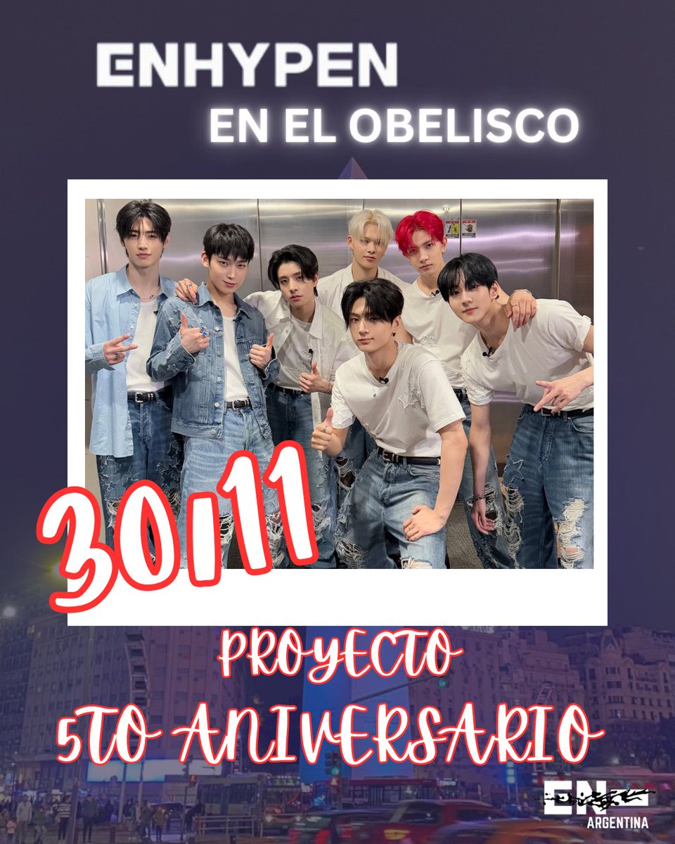 enhaargentina's tweet photo. ๏ฟฝ๏ฟฝ๏ฟฝ Proyecto 5to aniversario ๐
ยกQueremos llevar a ENHYPEN al Obelisco! ๐ฆ๐ทโจ
Lanzamos una recaudaciรณn para proyectarlos en una de las pantallas ๐๏ธ
Podรฉs donar lo que quieras y puedas ๐
๐ Info por MD
ยกGracias por apoyar este sueรฑo, ENGENE! ๐ซถ
#ENHYPENINARGENTINA #ENGENEProject https://t.co/RyogHthNQN