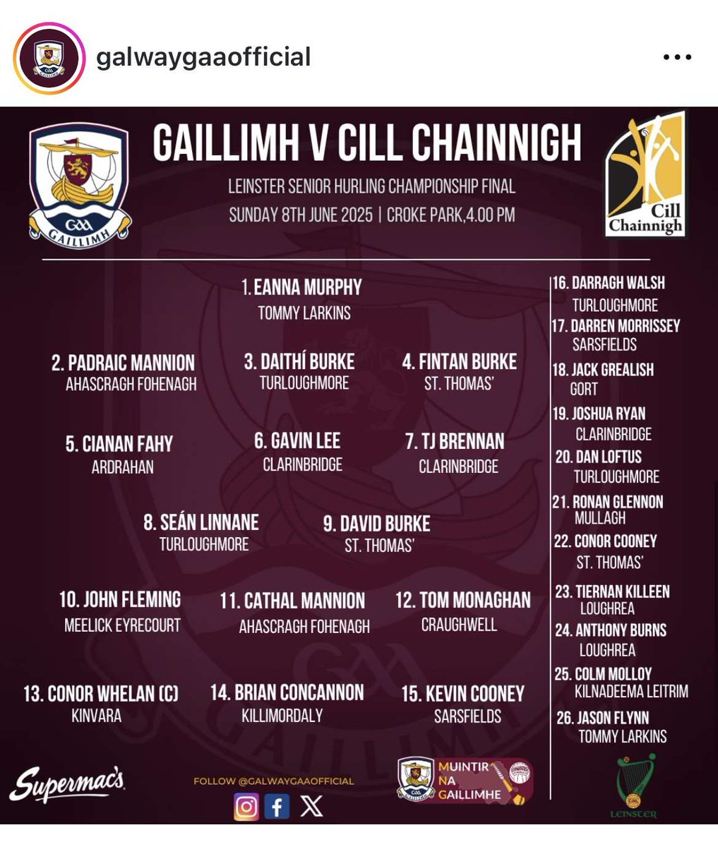 Sarsfields GAA (@sarsfieldsgaa) on Twitter photo Best of luck Kev, Darren, John & <a href="/Galway_GAA/">Galway GAA Official</a> tomorrow in the Leinster hurling final 🟢⚪🟢⚪
<a href="/Galway_GAA/">Galway GAA Official</a> <a href="/FlirtFMSport/">FlirtFMSport</a> Best of luck Kev, Darren, John & <a href="/Galway_GAA/">Galway GAA Official</a> tomorrow in the Leinster hurling final 🟢⚪🟢⚪
<a href="/Galway_GAA/">Galway GAA Official</a> <a href="/FlirtFMSport/">FlirtFMSport</a>