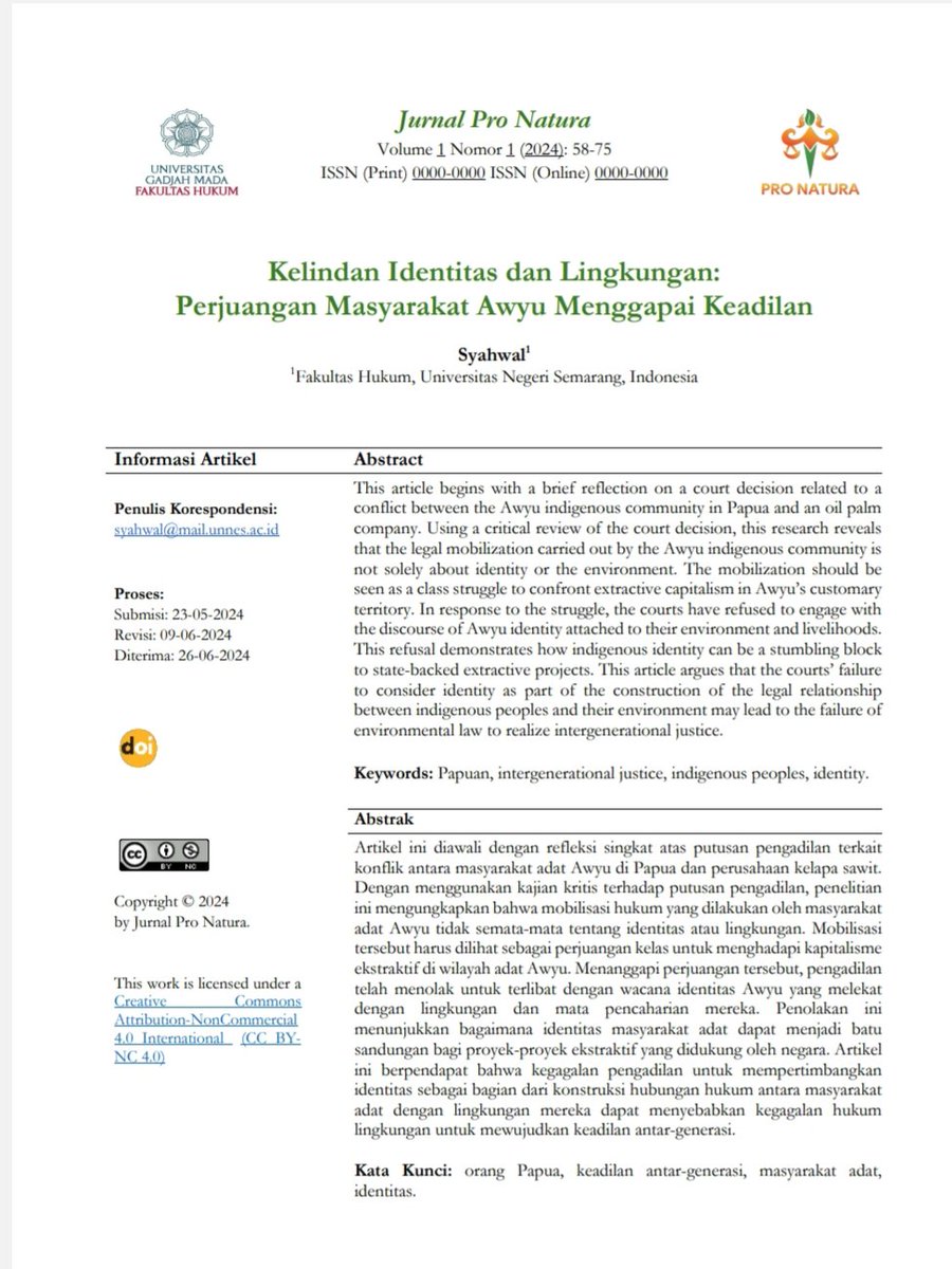 Belakangan, pengadilan tidak lagi menjadi medium korektif atas ketidakadilan. Pengadilan saat ini sekadar menjadi alat legitimasi kekuasaan. Putusan-putusan pengadilan atas kasus Awyu adalah salah satu contohnya.

jurnal.ugm.ac.id/v3/Pro-Natura/…