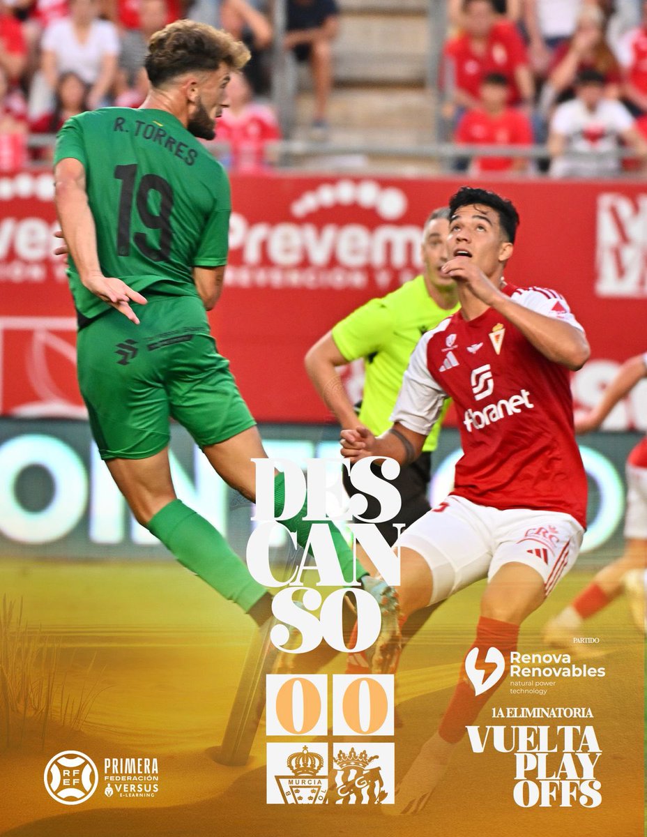 SEMIS PLAYOFFS | 45’ | 0-0 | ⏸️
¡𝗧𝗜𝗘𝗠𝗣𝗢 𝗗𝗘 𝗗𝗘𝗦𝗖𝗔𝗡𝗦𝗢!
#ReconquistaDelRey #RealMurciaNàstic
