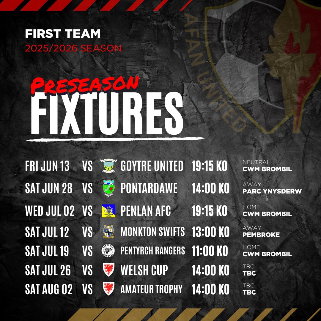 After a nice well deserved few weeks off. The boys are back in action from next week as they kick off a very important Pre Season ⚽️