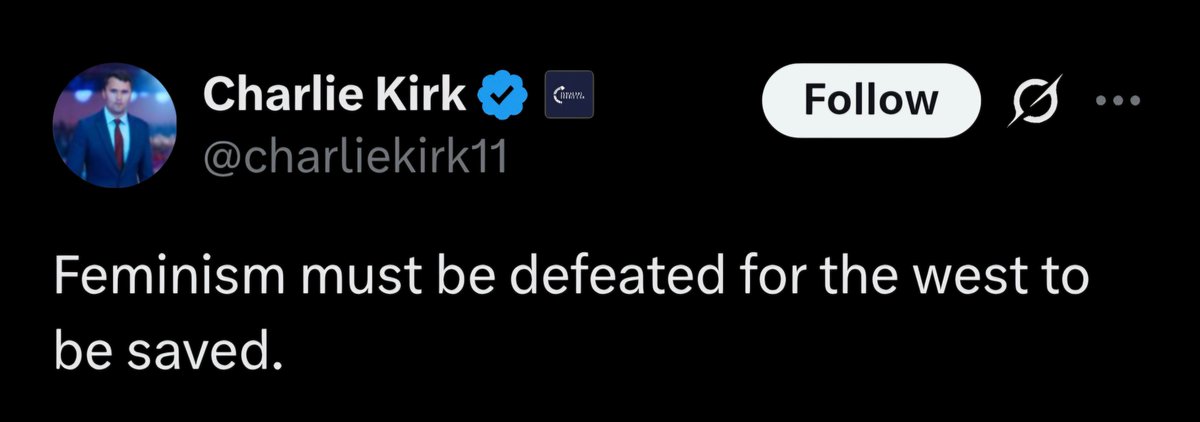 Feminism means having the choice to live your life as you choose &amp; not being restricted because of one's sėx

Feminism provides everyone with access to education, careers, &amp; life choices once denied to people

Wanting to "defeat" that speaks volumes as to the goals of extremists