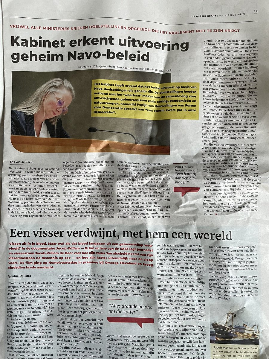 Deze week in de Andere Krant: “Kabinet erkent uitvoering geheim Navo-beleid’”