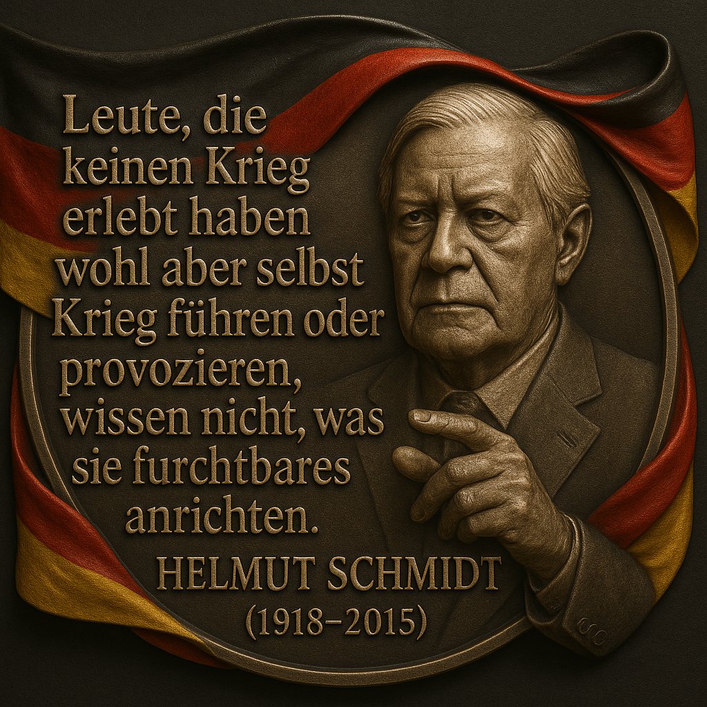 Wie so oft, auch bei dieser Aussage, hatte Altkanzler Helmut Schmidt den Finger genau drauf. Wenn Du ihm recht gibst, dann gern einen 👍nach oben!