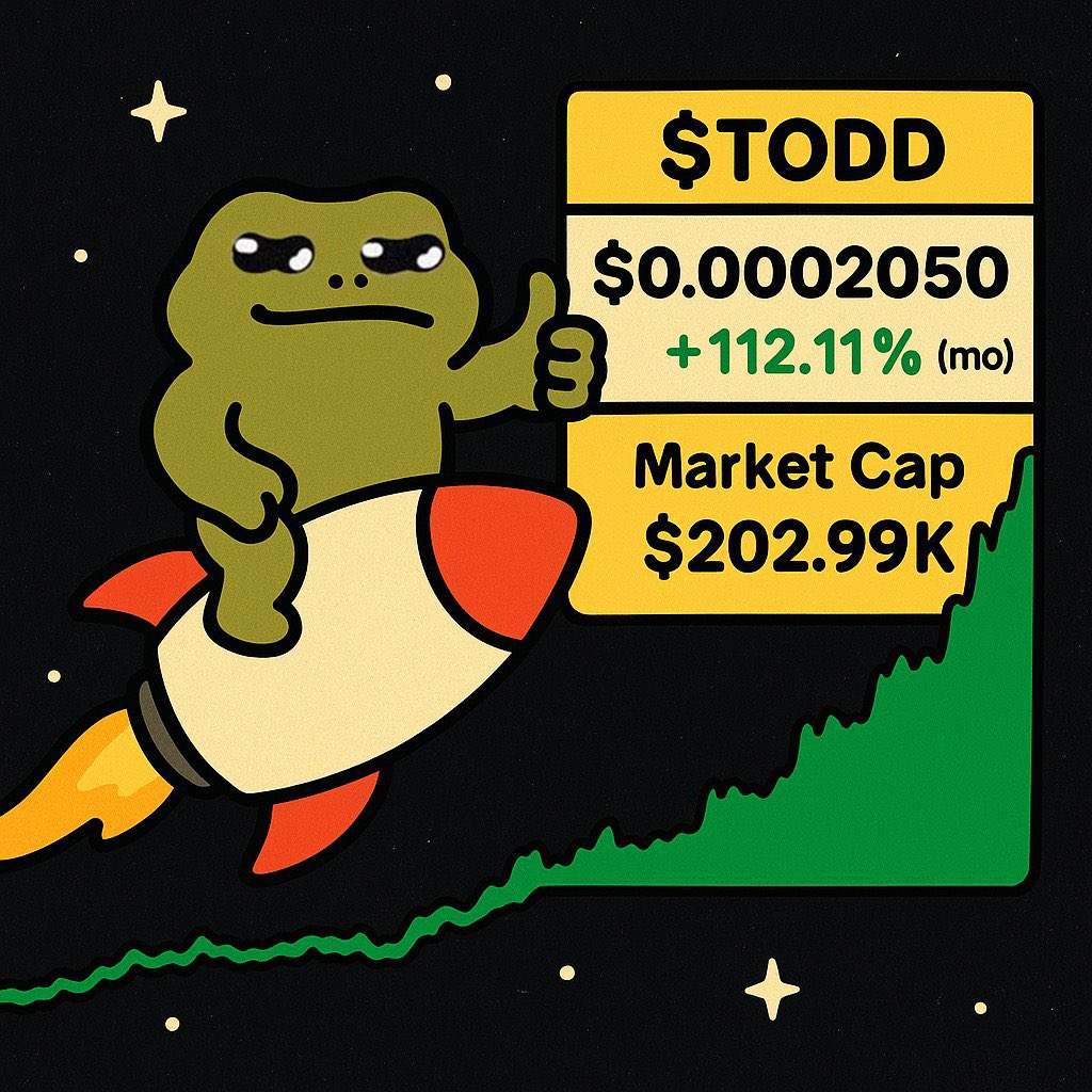 🚨 BREAKING 🚨 

$Todd is ROCKETING with a MASSIVE +112.11% MOONSHOT this month🌟 

Buckle up, Toddlers - this is YOUR ride to Mars! 👨‍🚀🪐🚀🔥 

#TODD #CryptoExplosion #ToTheMoon