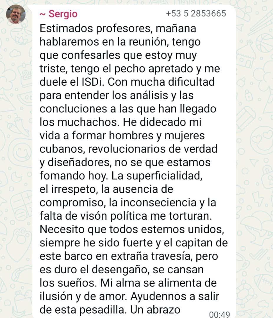 yosoyliborio's tweet photo. El director de @ISDiCuba insulta a sus estudiantes, los llama superficiales e indignos. Este esbirro perdió toda legitimidad. Basta de desprecio desde el poder. #SergioSingao ¡Renuncia ya! 😡
#ISDi #RenunciaSergio #EducaciónCuba #Respeto
#OjosEnCuba #EsLaHora https://t.co/S2Q8zyw6Gl