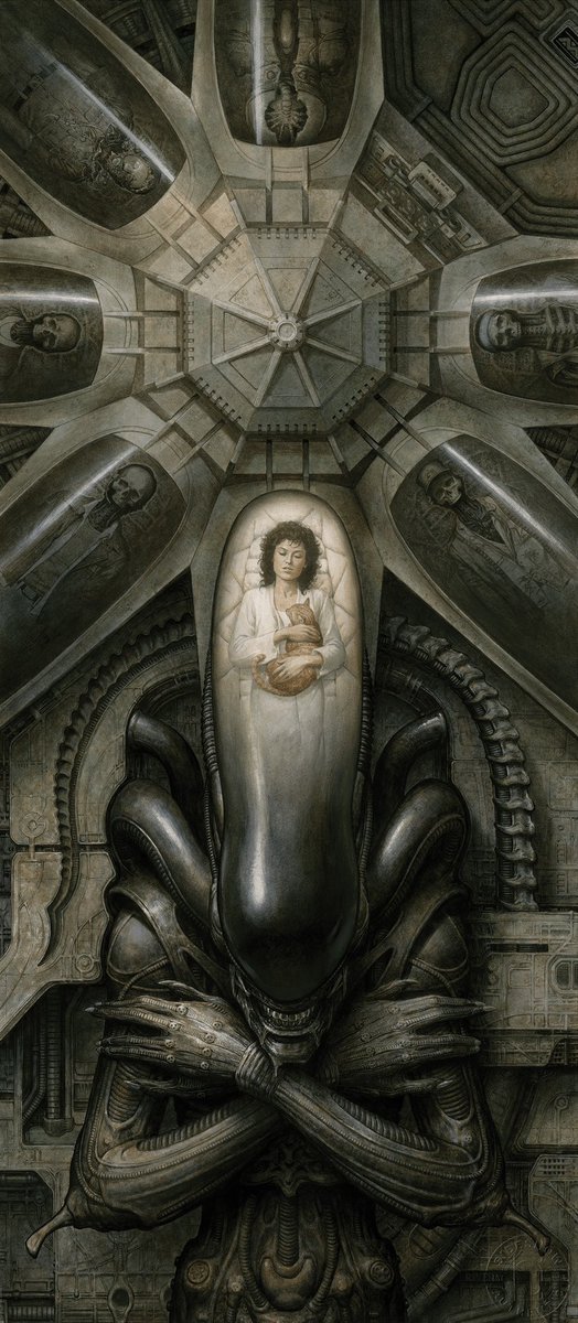 “Alien: Priority One” by US artist Paolo Rivera 👽 <a href="/PaoloMRivera/">Paolo Rivera</a> 

Gouache and acrylic on illustration board 🎨