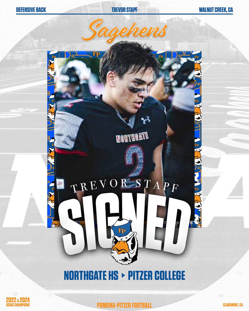 Welcome Trevor Stapf from Northgate High School as a Pomona-Pitzer Sagehen! Trevor is a Defensive Back and will be attending Pitzer College! 

#gosagehens #sagehenfb