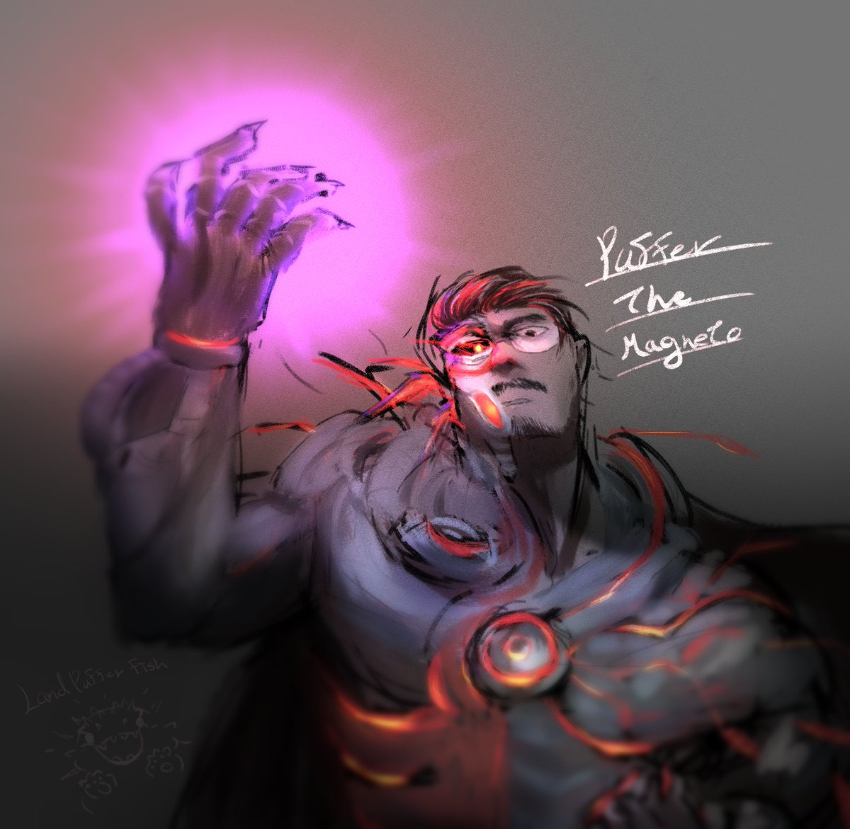 have been wanting to draw puffer as magneto for months, and i finally did it because the new magneto skin is too good that i have to do it