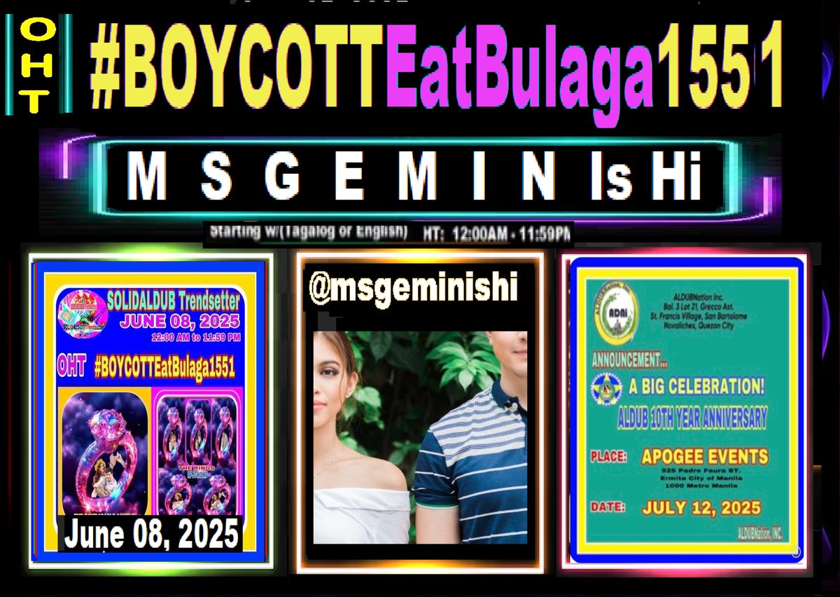 LET'S PLAY OUR GAME WORDS 4JUNE 08,  2025 -       
 ❤️ALDUB 4EVER❤️

ALDUB DEFENDER 4TODAY -

                            💝💝💝💝💝
💛💙💚Ms. Gemini <a href="/msgeminishi/">Ms.Gemini</a>💚💙💛
                            💝💝💝💝💝

ADN &amp; ALDUB STRONGER TOGETHER
ALDUB Pa Rin
#BOYCOTTEatBulaga1551