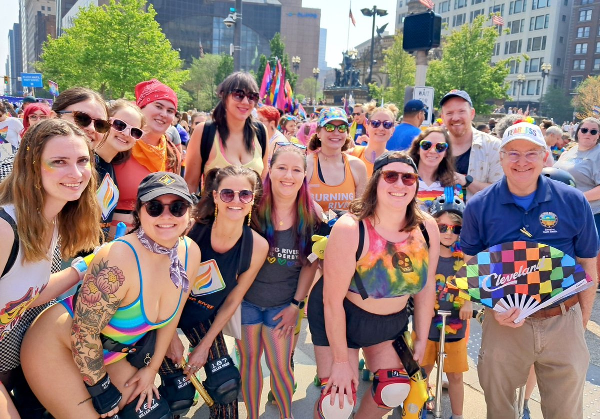 KentKSmith's tweet photo. Another #PrideInTheCLE parade is in the books. It was great to again march with @BurningRiver and see many pals and Star Wars characters and cheerleaders and librarians along the way. https://t.co/9vDvSoZBaI