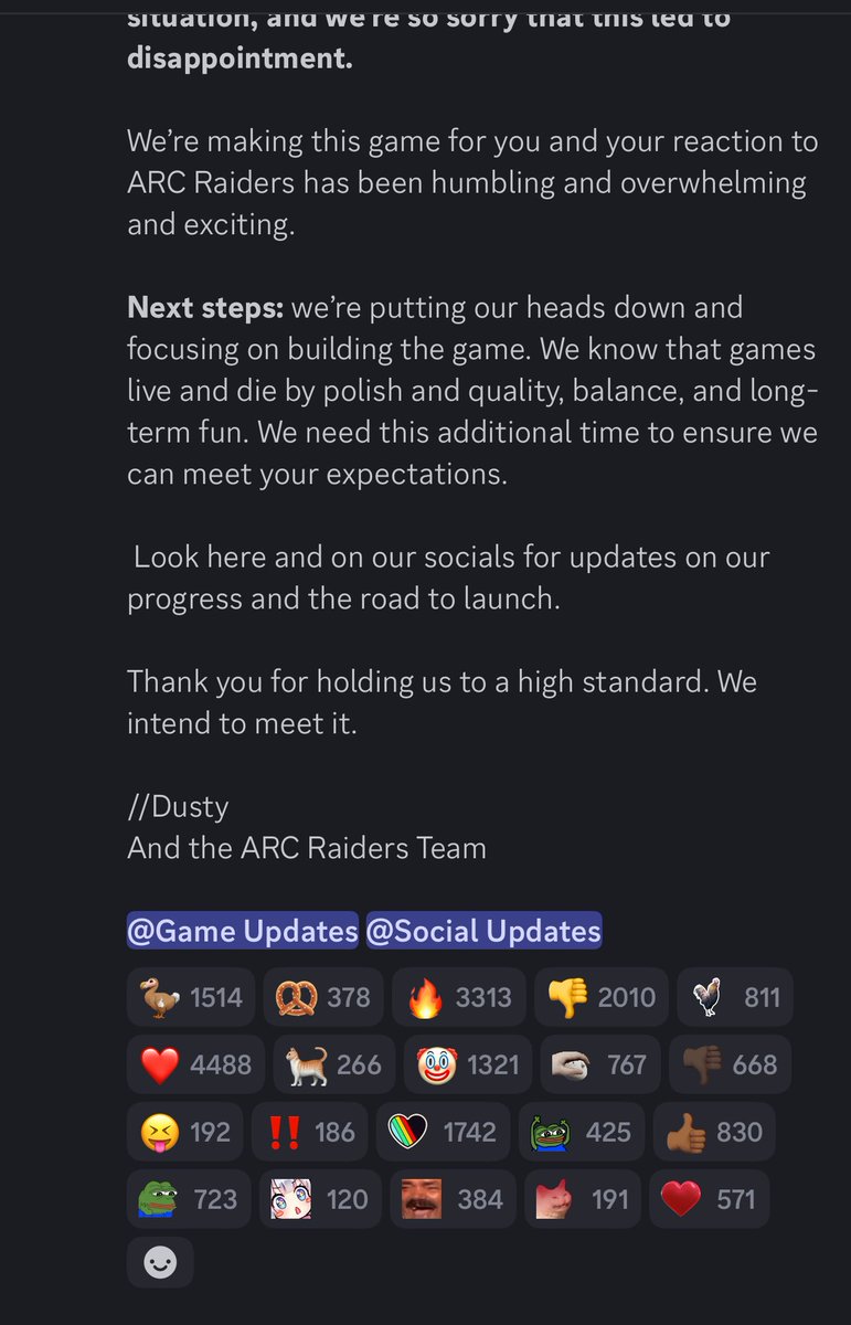 AnthonyKongphan's tweet image. As much as I was excited w everyone else. I am glad they are being transparent &amp;amp; props to them for taking their time to release a Masterpiece.

Devs that make sure every angle of the game is polished by release is a huge W in my book.

@EmbarkStudios @ARCRaidersGame