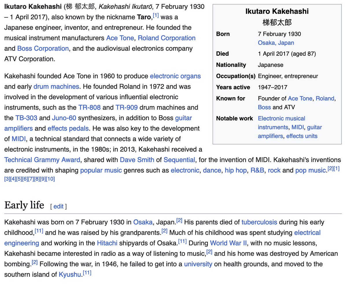 someone needs to make a film of this man's life

- orphan
- home bombed in ww2
- rejected from uni
- worked in a shipyard
- founded 4 companies, invented the most widely used standard in the music industry, and created some of the most iconic instruments ever