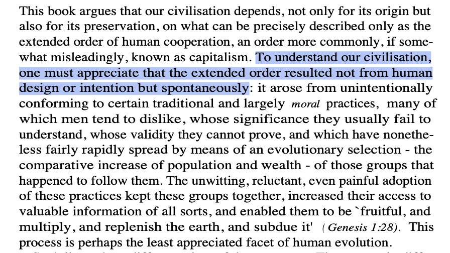 Hayek saw ethics not as something we rationally invent, but as evolved traditions.

These rules (like property rights or free exchange) emerged because they helped societies flourish. We ignore them at our peril.