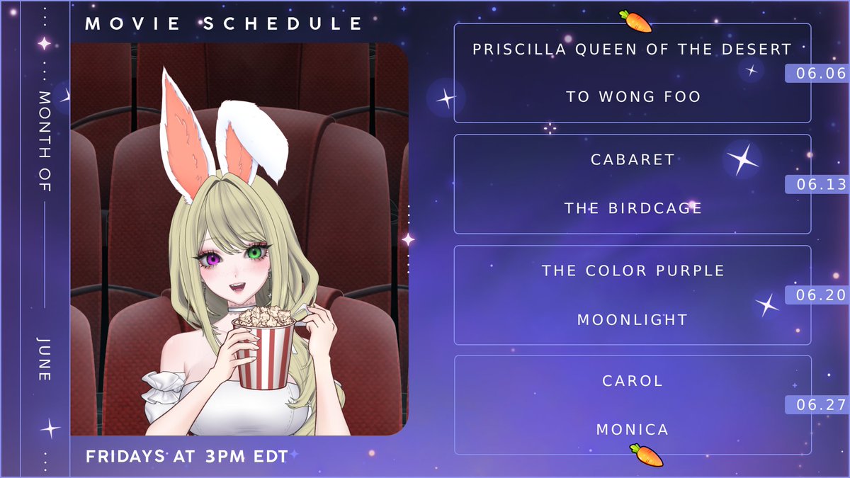 friday night movies for the month of june have all been scheduled out. if ur not in my discord and would like to join and watch with us peep the carrd link in my bio. we'd love to have u! ♡