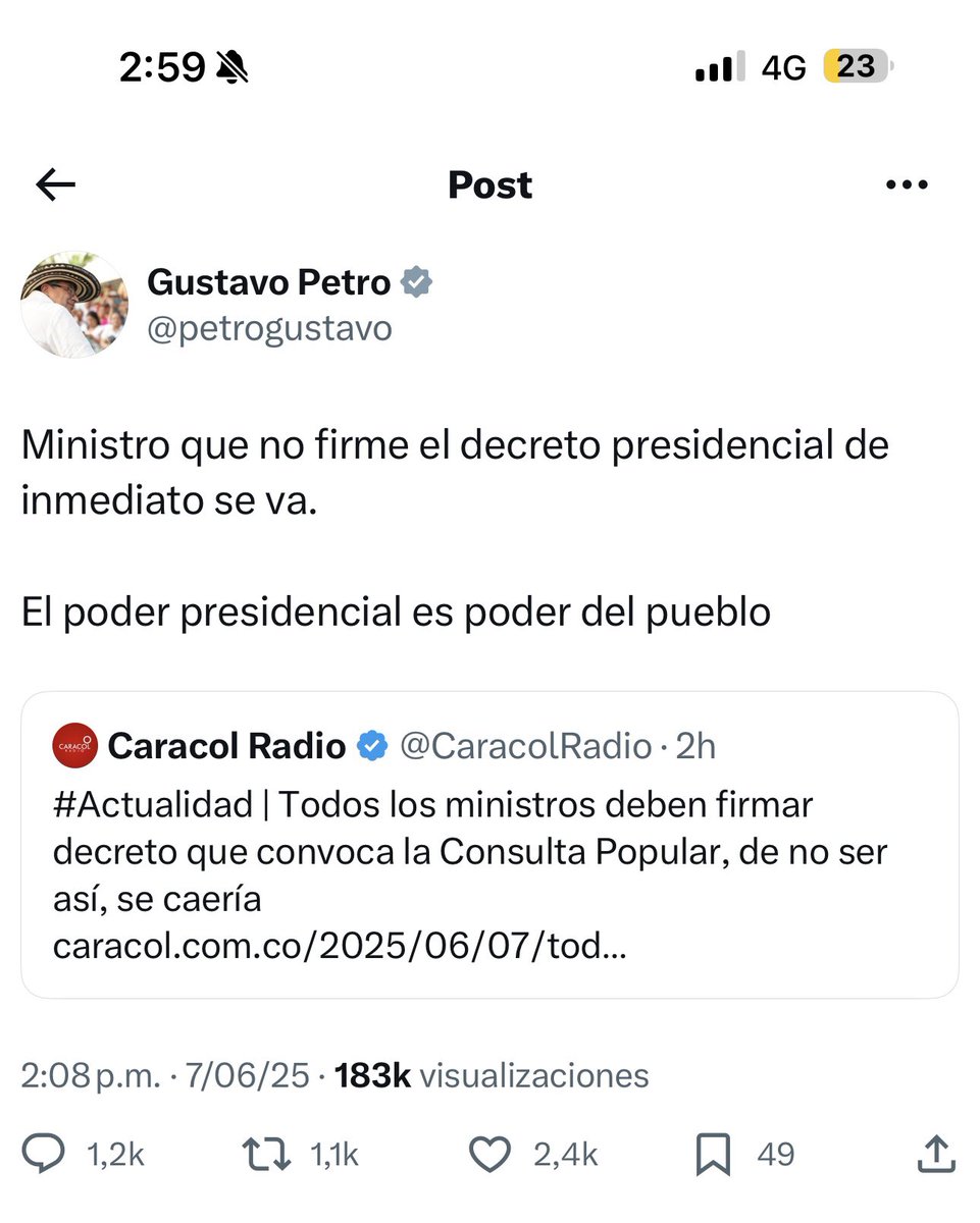 ¿<a href="/AABenedetti/">Armando Benedetti</a> no que no? Todo bien en casa señor ministro?
