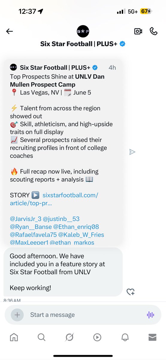 QBSilverIII's tweet photo. Thank you for the nice write-up @sixstarfootball the @unlvfootball camp was 🔥 @CoachDanMullen @MaxwellPCotton. If you come to the desert, you better be ready for the heat!!!  On that note - heading to @firestormfb @CoachGehrts @JeffBowenACU @KelleyBeMoore Let’s Go. @BishopGormanFB @BrandonHuffman @GregBiggins @PrepRedzoneNV @QBHitList @702HSFB