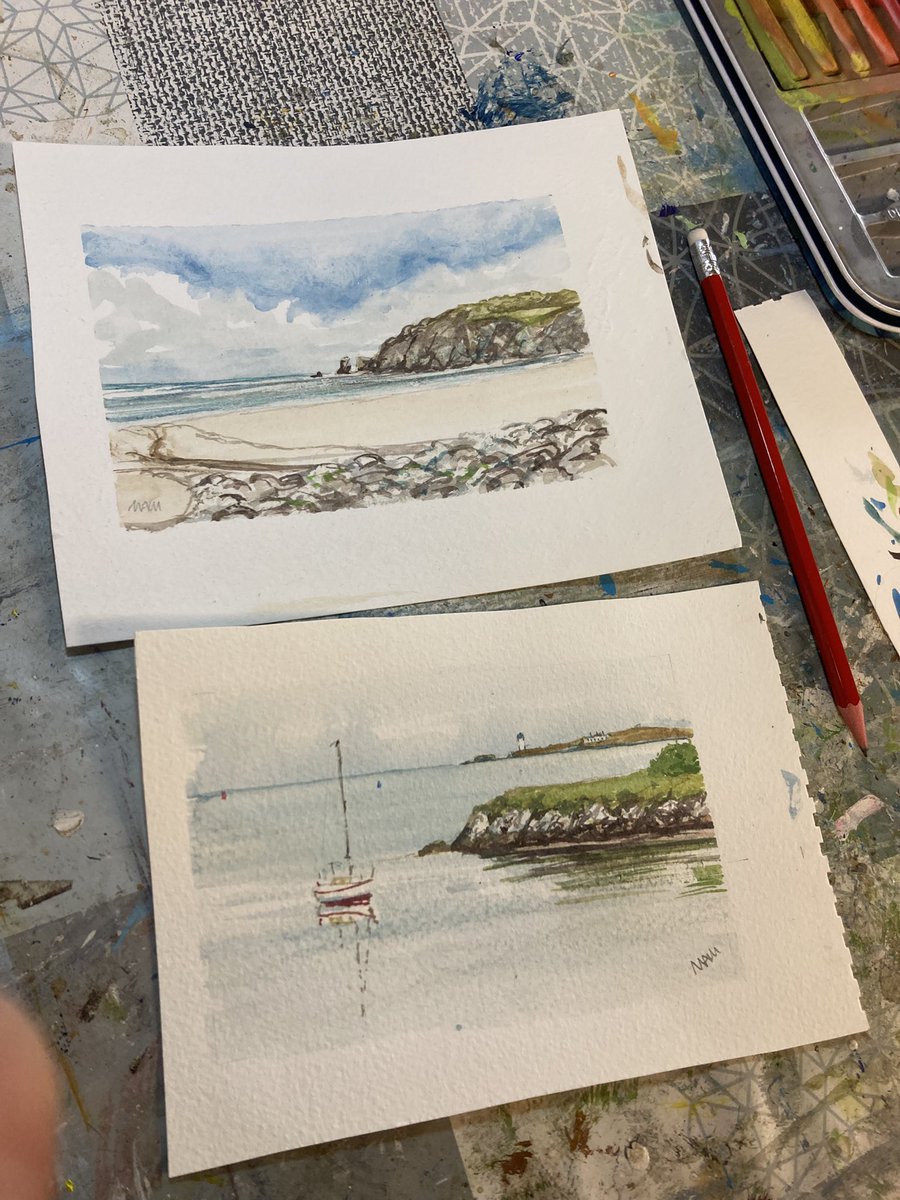 MacleanArtist's tweet image. Out to Arnish, Dalmore, both Inktense watercolours and measuring 6x4 inches, ready to be framed #beach #dalmore #arnish #lighthouse #scottish #hebrides #watercolour #painting #artwork #shore #sea #coast #coastal #shoreline