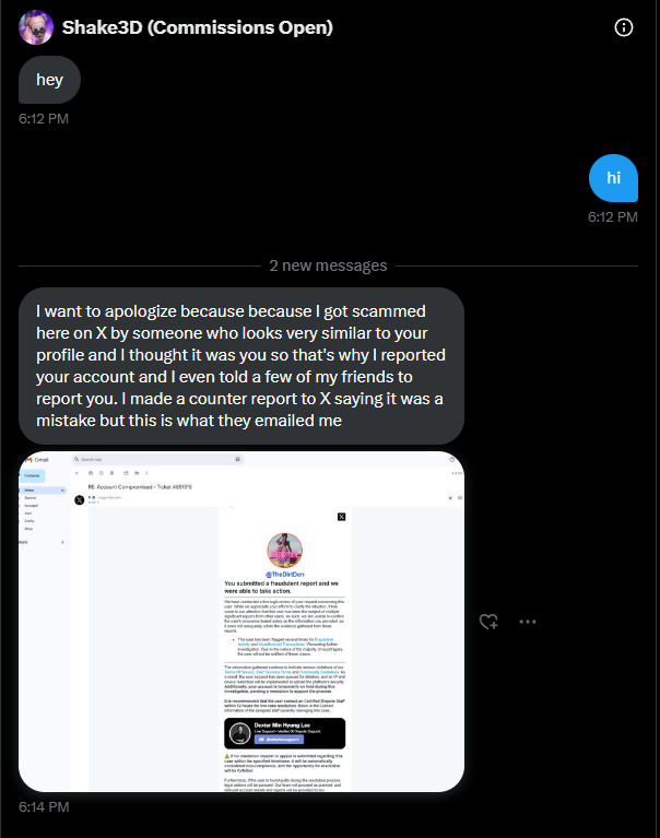 Another hacked account.