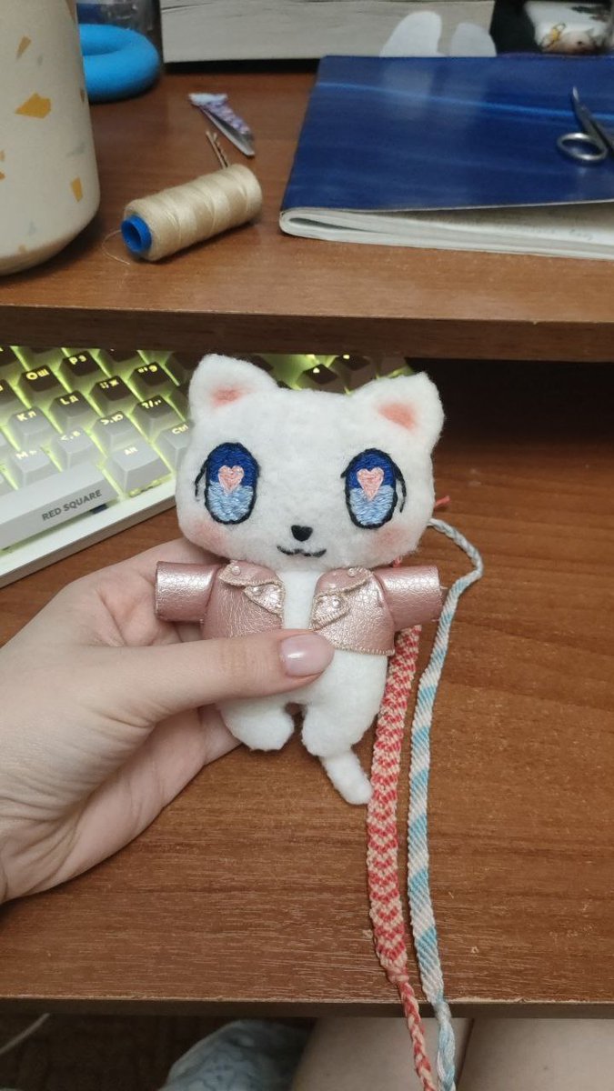 Сшила в мае подарок знакомой из Китая. Да котик в розовой кожанке