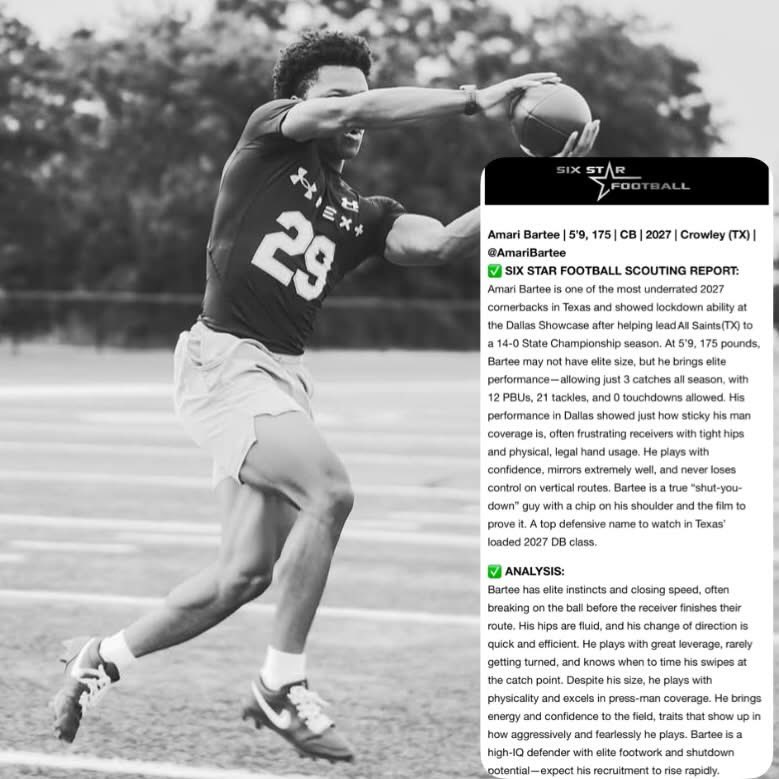 Amari Bartee (@amaribartee) on Twitter photo Thanks <a href="/sixstarfootball/">Six Star Football | PLUS+</a> for the write up following my camps. Also hit over 2000+ HUDL views this week🔥📈 #ItsaMarathon #Recruitready #dbu <a href="/Recruit_Crowley/">Crowley HS Recruiting</a> <a href="/dctf/">Dave Campbell's — TexasFootball.com</a> <a href="/RivalsFriedman/">Adam Friedman</a> <a href="/adamgorney/">Adam Gorney</a> <a href="/Matt_Stepp817/">Matt Stepp</a> <a href="/ChadSimmons_/">ChadSimmons</a> <a href="/AWilliamsUSA/">Anthony Williams</a> <a href="/DemetricDWarren/">Demetric D. Warren</a> <a href="/CoachDezGuy/">Coach Guy 🏈🏀</a> Thanks <a href="/sixstarfootball/">Six Star Football | PLUS+</a> for the write up following my camps. Also hit over 2000+ HUDL views this week🔥📈 #ItsaMarathon #Recruitready #dbu <a href="/Recruit_Crowley/">Crowley HS Recruiting</a> <a href="/dctf/">Dave Campbell's — TexasFootball.com</a> <a href="/RivalsFriedman/">Adam Friedman</a> <a href="/adamgorney/">Adam Gorney</a> <a href="/Matt_Stepp817/">Matt Stepp</a> <a href="/ChadSimmons_/">ChadSimmons</a> <a href="/AWilliamsUSA/">Anthony Williams</a> <a href="/DemetricDWarren/">Demetric D. Warren</a> <a href="/CoachDezGuy/">Coach Guy 🏈🏀</a>