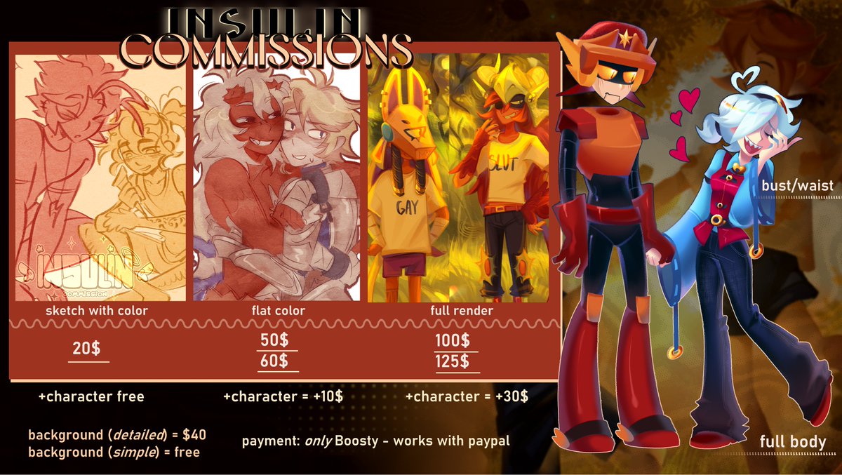 caxa_ro_k's tweet image. hiii~ i'm open for commissions now!
if you're interested dm me here in twitter or on the comments and we can discuss everything :)