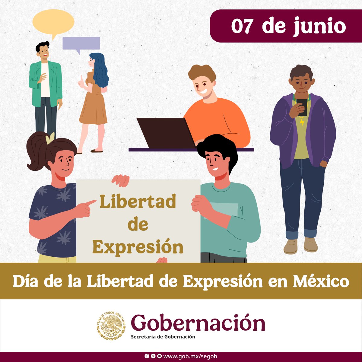Hoy es Día de la Libertad de Expresión en México, derecho de manifestar y difundir opiniones e idas, así como de recibir y difundir información con ética y responsabilidad, piezas clave para consolidar la democracia, fortalecer las instituciones y construir una sociedad pacífica.