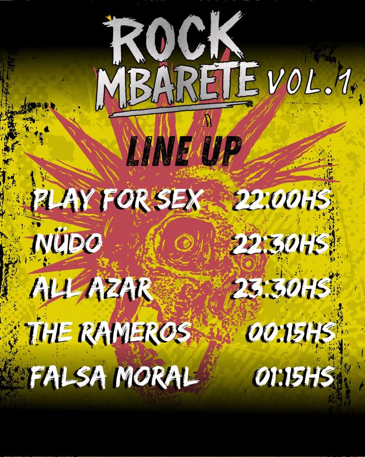 Rock en Paraguay (@rockenpy) on Twitter photo Hoy Sábado 7 de Junio el evento " Rock Mbarete - Vol 1 " en <a href="/diemannschaftpy/">Die Mannschaft Bar</a> Centro
22 hs
Acceso en puerta 20.000 Gs
Organiza: <a href="/produccionesgyg/">gygproducciones</a>.py Hoy Sábado 7 de Junio el evento " Rock Mbarete - Vol 1 " en <a href="/diemannschaftpy/">Die Mannschaft Bar</a> Centro
22 hs
Acceso en puerta 20.000 Gs
Organiza: <a href="/produccionesgyg/">gygproducciones</a>.py