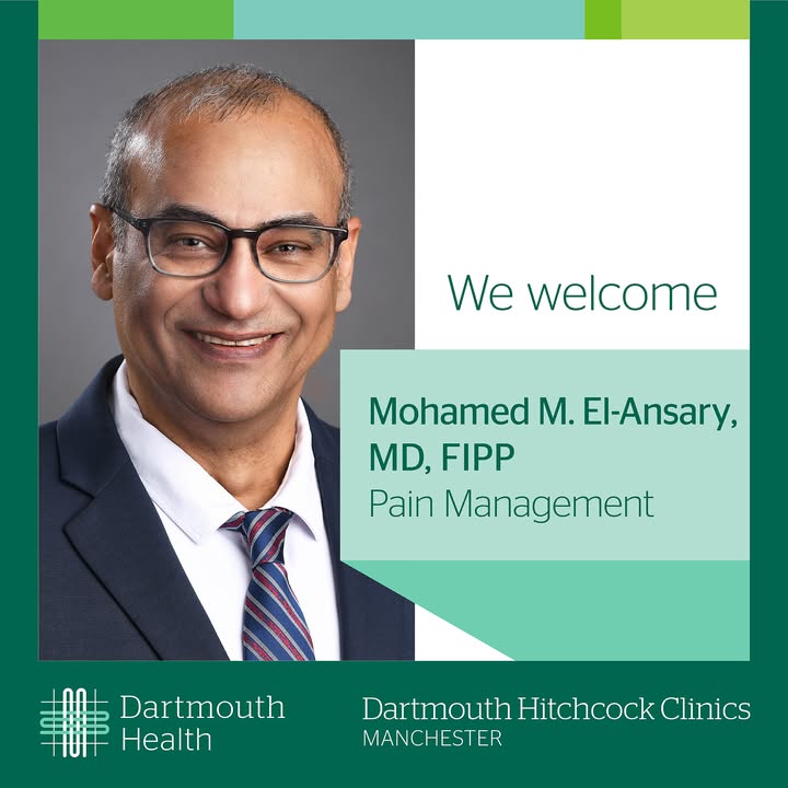 Dartmouth Hitchcock Medical Center and Clinics (@dhmcandclinics) on Twitter photo “As an interventional pain physician, I have many ways to help ease my patients' chronic pain.”
Dr. El-Ansary is accepting new patients. Call (603) 629-8020 to schedule an appointment with our Pain Management team in Manchester.
<a href="/DartmouthHealth/">Dartmouth Health</a> “As an interventional pain physician, I have many ways to help ease my patients' chronic pain.”
Dr. El-Ansary is accepting new patients. Call (603) 629-8020 to schedule an appointment with our Pain Management team in Manchester.
<a href="/DartmouthHealth/">Dartmouth Health</a>