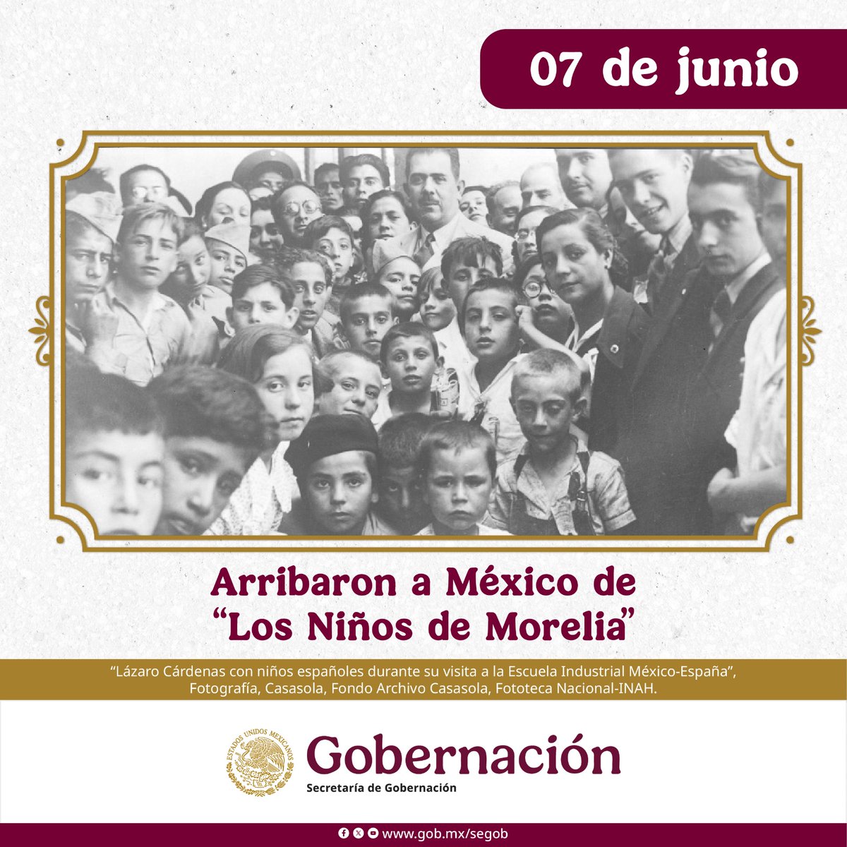El 7 de junio de 1937 arribaron al puerto de Veracruz más de 400 niñas y niños, conocidos como “Los Niños de Morelia”, quienes huían de la Guerra Civil española. Al ser acogidos por el gobierno de Lázaro Cárdenas, México refrendó su figura mundial como un país de refugio.