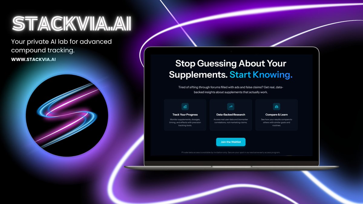 Stackvia_ai's tweet image. Tired of scattered research? Introducing Stackvia.ai – your private AI lab for advanced compound tracking. Join our waitlist to be among the first to optimize your protocols with intelligent insights. #StackviaAI #Biohacking #peptides #nootropics