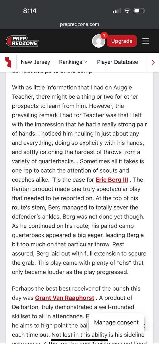 Ericberg_3's tweet photo. Thank you @PrepRedzoneNJ for the write up @OJW_Scouting @BrendanScoutsNJ @RaritanRocketFB @nextlvlculture @youareathlete @TheUCReport @RivalsRichie @RivalsWardlaw @RivalsFriedman @On3Recruits @ChadSimmons_ @adamgorney @BrianDohn247 @SWiltfong_ @MohrRecruiting @TomLoy247 https://t.co/EqIj2TsX9k