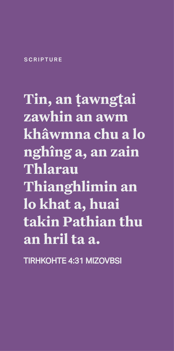 mizoscripture's tweet photo. TIRHKOHTE 4:31
Tin, an ṭawngṭai zawhin an awm khâwmna chu a lo nghîng a, an zain Thlarau Thianghlimin an lo khat a, huai takin Pathian thu an hril ta a. https://t.co/BnXxRsYUyR