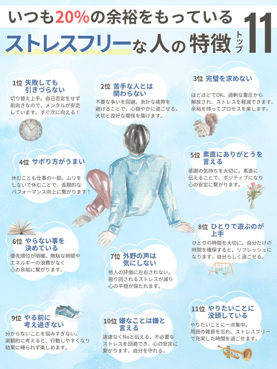 ほんとうに大事にしてほしい。
ストレスをためないコツはこれ。