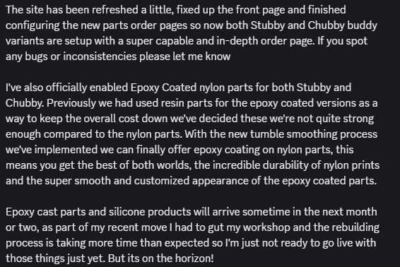 Epoxy coated parts are finally available for order again!