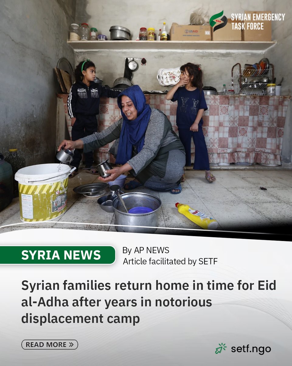 After nearly a decade in Syria’s most isolated displacement camp, families are finally returning home — just in time for Eid.

<a href="/APNews/">AP News</a> profiles one family’s return from Rukban to al-Qaryatayn, and the long road ahead.

------

SETF's latest with <a href="/APNews/">AP News</a> by <a href="/sewella/">Abby Sewell</a>