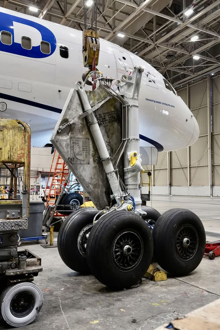 The Boeing 787 Main Landing Gear. Maintenance in action.