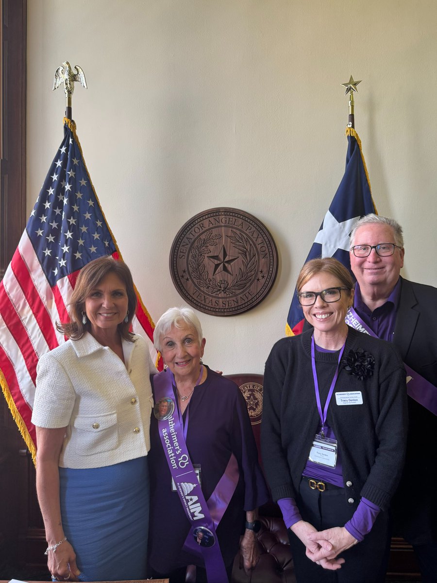 A few weeks ago, as part of the Alzheimer's Association Texas State Advocacy Day, I had the privilege to meet with Texas State Senator Angela Paxton.  In our meeting in the Texas State Capitol building, we discussed multiple initiatives and pending legislation in support of