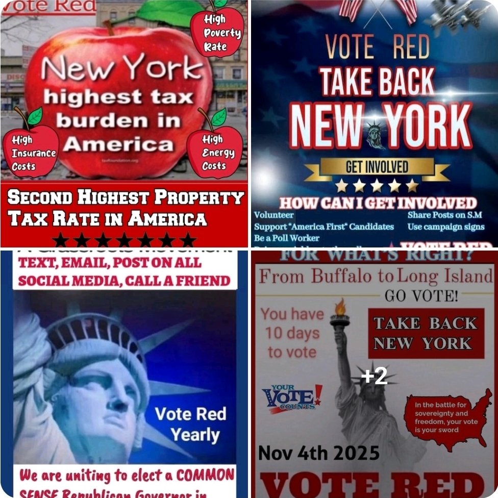 NEW YORK is FED UP
🚨 Highest taxes
💡 Sky-high energy costs
💰 Insurance &amp; poverty through the roof

❤️ It’s time to VOTE RED, TAKE BACK NY &amp; put We the People back in charge

🗳️ Nov 4, 2025
📆 10 Days of Early Voting
👢 BOOTS ON THE GROUND
#TakeBackNY #TooBigToRig #WarRoomPosse