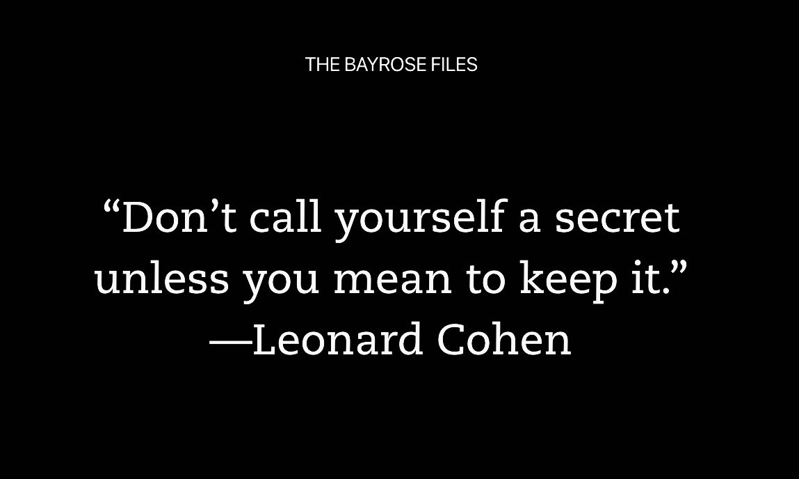 This is the epigraph for my new book, *The Bayrose Files.* Got your attention? A friendly request: if you bought the book and liked it, would you take just a minute to leave either a review or some stars wherever you purchased it? Thanks very much!