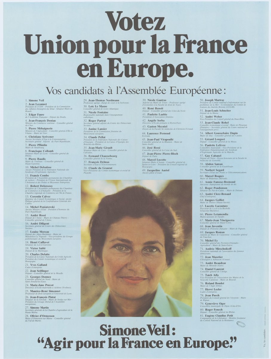 Femmes Démocrates (@femmes_dem) on Twitter photo <a href="/duhamel_vanessa/">Vanessa DUHAMEL</a> <a href="/mathis_sic19501/">Mathis Sicard</a> <a href="/ophelie_oise60/">Ophélie Van Elsuwe</a> <a href="/ChnfKassandrah/">KassandrahChnf</a> <a href="/zaina_mangui/">Zaina</a> <a href="/NaoualGuery/">Naoual Batiti Guery</a> <a href="/AsticLucie/">Astic Lucie</a> <a href="/MoulazadehM/">Maxime Moulazadeh</a> 2/8 🇪🇺
Un pari d’avenir.
#SimoneVeil, femme libre, est choisie pour porter la liste #UDF.
Face à elle :
🌹 Mitterrand pour le #PS
🔨 Marchais pour le #PCF
🐓 Chirac pour le #RPR
Dans ce paysage politique dominé par les partis et les hommes, le choix de Veil tranche. <a href="/duhamel_vanessa/">Vanessa DUHAMEL</a> <a href="/mathis_sic19501/">Mathis Sicard</a> <a href="/ophelie_oise60/">Ophélie Van Elsuwe</a> <a href="/ChnfKassandrah/">KassandrahChnf</a> <a href="/zaina_mangui/">Zaina</a> <a href="/NaoualGuery/">Naoual Batiti Guery</a> <a href="/AsticLucie/">Astic Lucie</a> <a href="/MoulazadehM/">Maxime Moulazadeh</a> 2/8 🇪🇺
Un pari d’avenir.
#SimoneVeil, femme libre, est choisie pour porter la liste #UDF.
Face à elle :
🌹 Mitterrand pour le #PS
🔨 Marchais pour le #PCF
🐓 Chirac pour le #RPR
Dans ce paysage politique dominé par les partis et les hommes, le choix de Veil tranche.