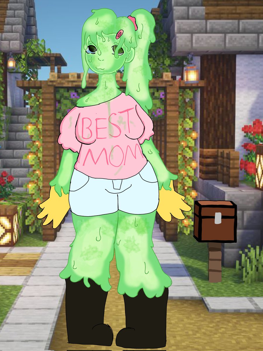 sopadevegetais's tweet photo. A slime mom.. (She kidnap baby villages) #minecraft #slime https://t.co/XZ7Mbso3HW