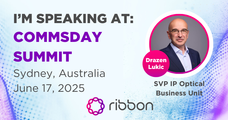 ribboncomm's tweet image. Drazen Lukic (@ribboncomm) is set to speak at the CommsDay Summit in Australia. Join him on June 17, at 12:30, as he explores "Managed fiber-optical networks (MOFNs) ​." 
Learn more: hubs.la/Q03pX9Yf0. 

#telecom #fibre #commsday #australia