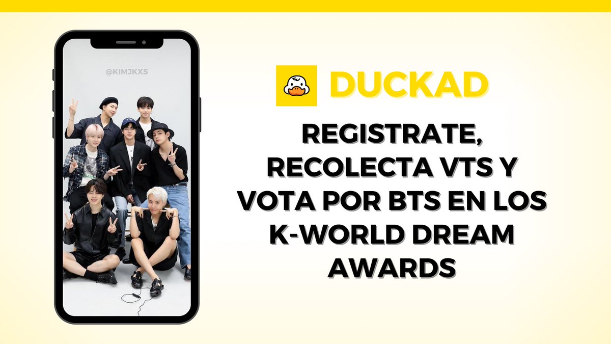 kimjkxs's tweet photo. — Registro y formas de recolectar VTS en DUCKAD para votar por BTS y sus miembros en los K-WORLD DREAM AWARDS 2025. 💪🏼💜

+ información (↓) | #BTSARMY #BTS https://t.co/8GUESktxwd