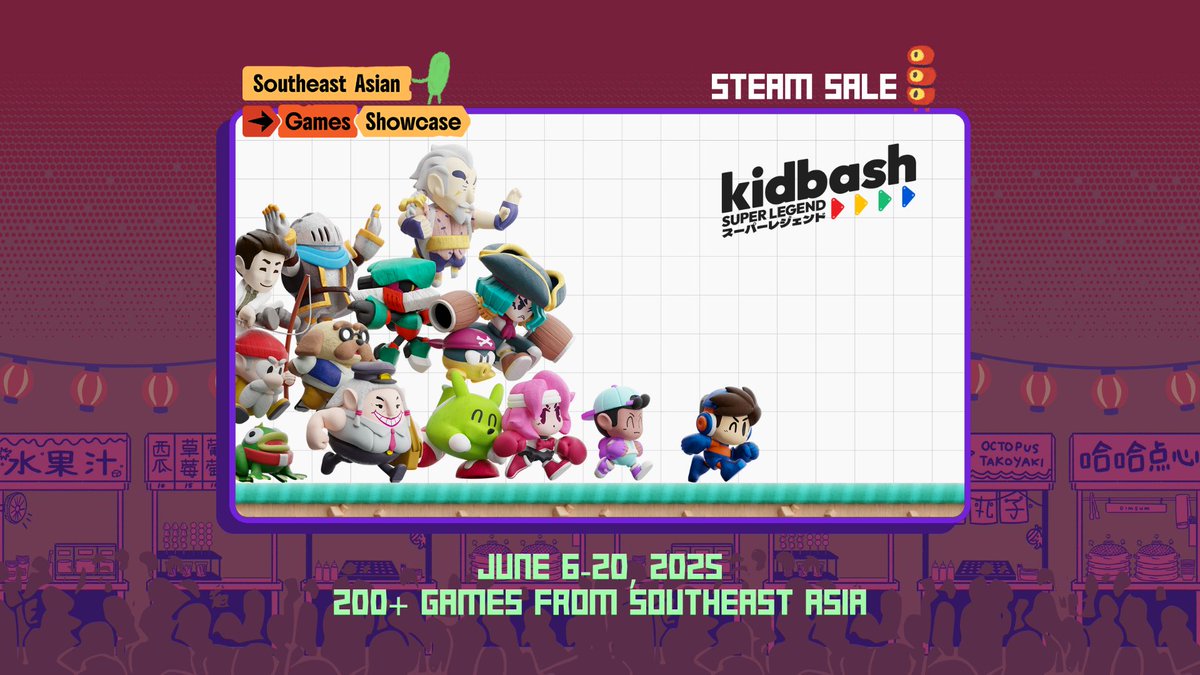 Hey guys! We’re excited to announce that Kidbash: Super Legend is part of the Southeast Asian Games Showcase on Steam from June 6–11! 😁

The game’s not out yet and the demo’s still cookin’, so Wishlisting means everything to us right now 🙏

Huge thanks to the @seagameshowcase