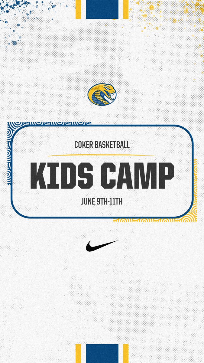 HURRY!!

📍 Deloach Center at Coker University

📅 June 9, 10, &amp; 11

 ⏰ 9am-1pm

🔗 cokercobras.com/camps/camps-li…