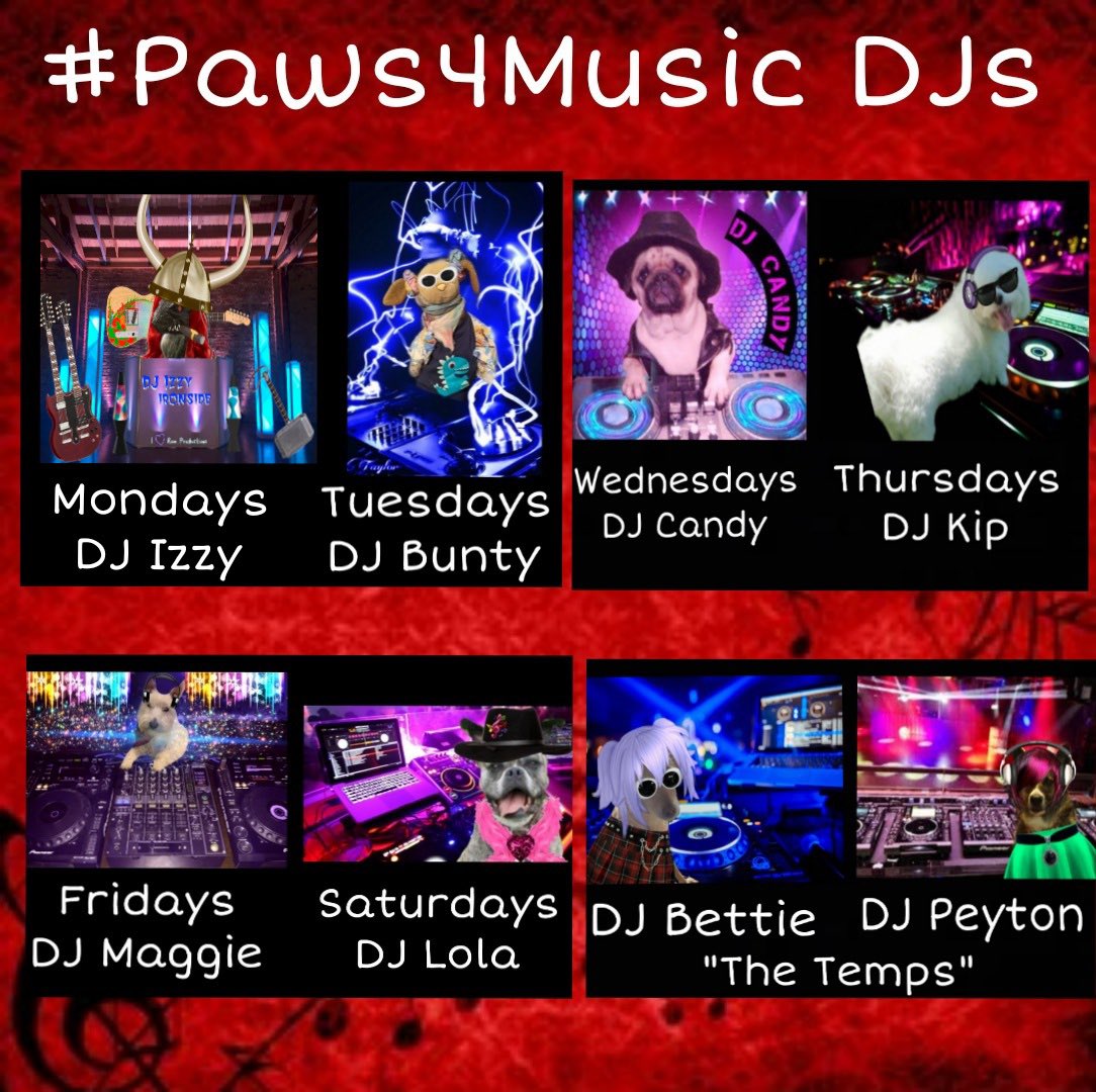 #OTLFP 
Do you love music? Get your requests in to #Paws4Music each day to join the party. DJs play requests &amp; have themes to really get the fun going. Sundays are for the countdown show only so tune in for Bart &amp; TJ's countdown. Search #Paws4Music to find the times for each day